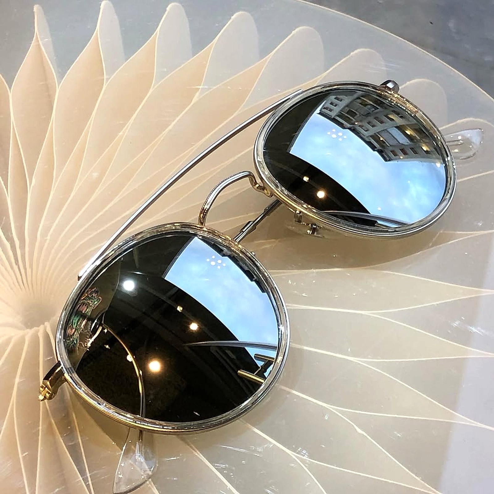 Round Double Bridge Silver Mirror 51mm